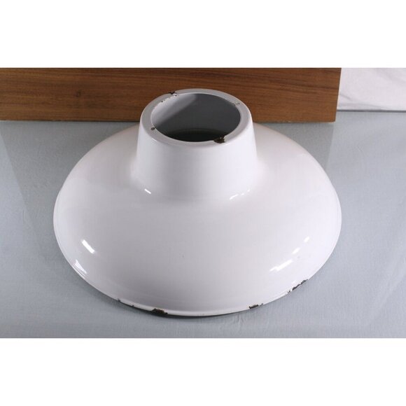 Vintage 16" Industrial Salvage Barn Light Shade in perfectly worn white enamel, - Picture 2 of 10